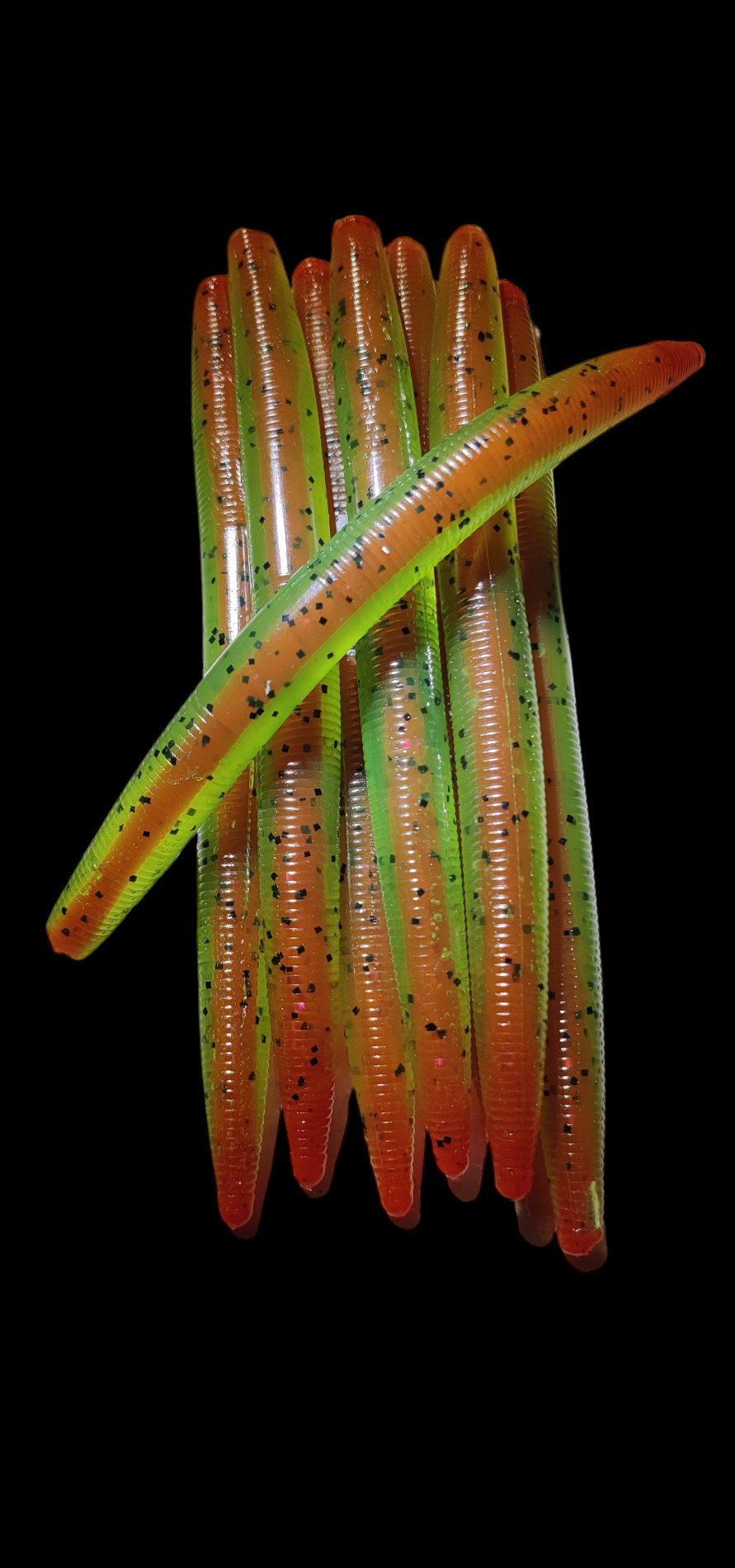Worm 5" Coreshot Watermelon Black flk Red Candy fushia flk x8