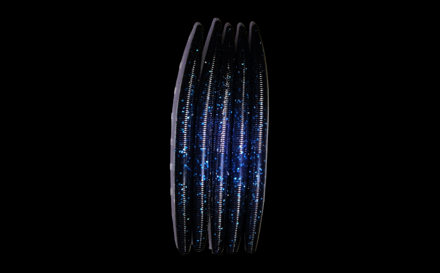 Worm 5" Black , Blue flk x8